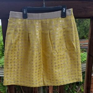 LOFT Gold Mini Skirt with Silver Accents